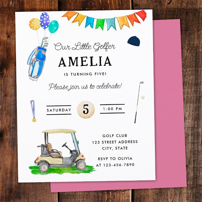 Lámina Presupuestar nuestro pequeño golf Carro rosa Cumpl (Front and Back)