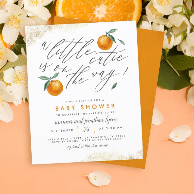 Lámina Presupuestar un poco Naranja Neutral Baby Shower (Subido por el creador)