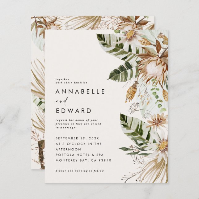 Lámina Presupuestario bohemia botánica moderna elegante (Anverso / Reverso)