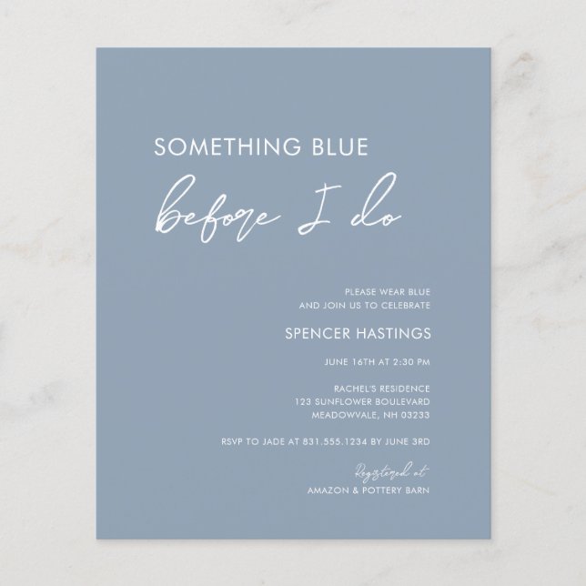 Lámina Presupuestario Bohemio Algo Azul Ducha de Novias (Anverso)