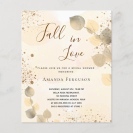 Lámina Presupuestario Bridal Shower cae eucalipto dorado