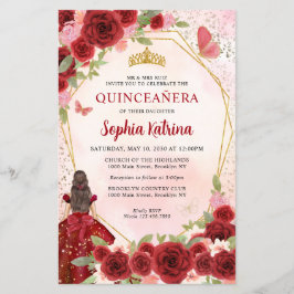 Lámina Presupuestario Burgundy Floral Gold Princess Quinc