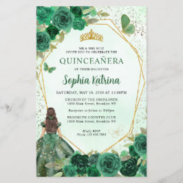 Lámina Presupuestario Dark Green Floral Gold Princess Qui