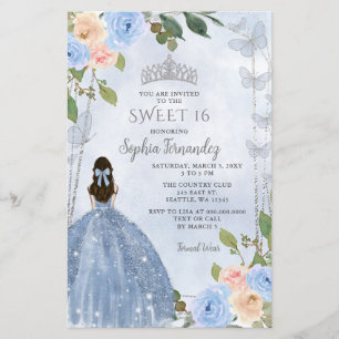 Lámina Presupuestario Dusty Blue Silver Floral Princesa D