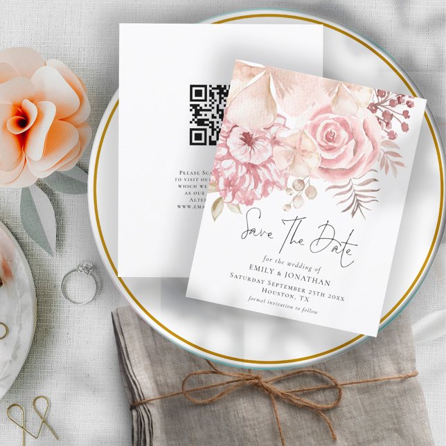 Lámina Presupuestario Dusty Pink Florals Código QR Guarda (Subido por el creador)