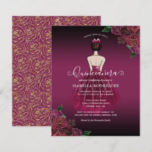 Lámina Presupuestario Floral Borgoña Princesa Oro Quincea