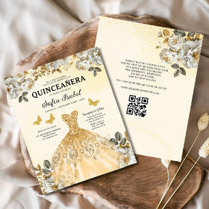 Lámina Presupuestario Floral Gold QR Código Princesa Quin
