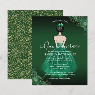 Lámina Presupuestario Floral Green Princess Gold Quinceañ