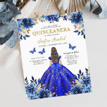 Lámina Presupuestario Floral Real Princesa Azul Quinceane<br><div class="desc">Celebra tu día especial con la invitación de la floral princesa de la mariposa azul azul Quinceañera. Con un impresionante telón de fondo azul real adornado con delicados acentos florales y mariposas encantadoras, este elegante diseño captura la belleza y la gracia de una quinceañera. Perfecto para una celebración de temática...</div>