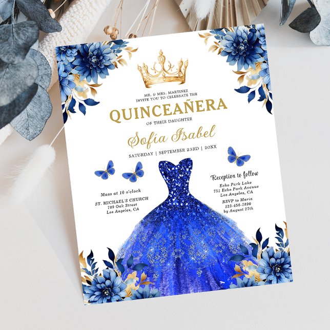 Lámina Presupuestario Floral Real Princesa Azul Quinceane (Subido por el creador)