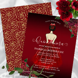 Lámina Presupuestario Floral Red Princesa Oro Quinceañera