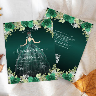 Lámina Presupuestario Floral Vestido Verde Vestido QR Cód