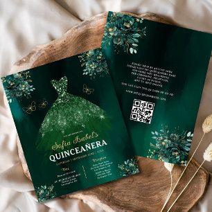 Lámina Presupuestario Floral Vestido Verde Vestido QR Cód