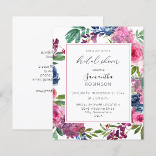 Lámina Presupuestario Hot Pink & Navy Blue Floral Bridal 