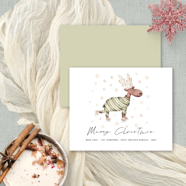 Lámina Presupuestario lindo reno navidad feliz (Front and back view. Budget price 4.5 x 5.6" alternative)