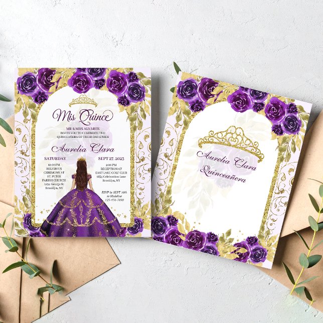Lámina Presupuestario Morado Floral Princesa Oro Quincean (Subido por el creador)