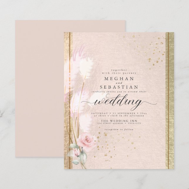 Lámina Presupuestario pero hermoso Grass de lujo rosa Pam (Anverso / Reverso)