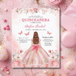 Lámina Presupuestario Quinceañera Rubor Rosa Floral rosa