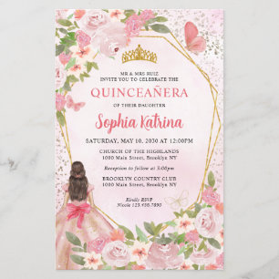 Lámina Presupuestario Rubor Pink Floral Gold Princesa Qui