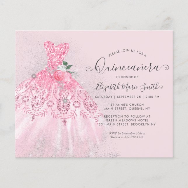Lámina Presupuestario Rubor Pink Floral Silver Gown Quinc (Anverso)
