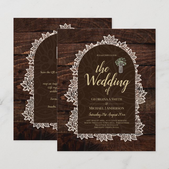 Lámina Presupuestario Rústico Lace MasonJar Gypsophila Bo (Anverso / Reverso)