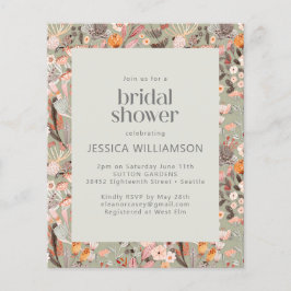 Lámina Presupuestario Rústico Sage Green Floral Boho Brid