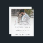 Lámina Presupuesto 1ª Navidad Sr. Mrs. Photo Holiday Card<br><div class="desc">Primero Navidad, Sr. y Sra. Fotonombres. Una tarjeta plana SMALLER de 4, 5" x 5, 6" para sus saludos festivos en una brillante tarjeta SEMI GLOSS de 110 lb (similar al espesor de una postal) POR FAVOR NOTE: el sobre suministrado con esta tarjeta es ligeramente más grande que la propia...</div>