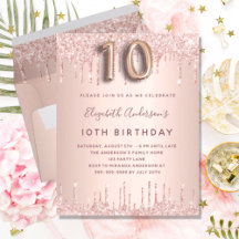 PRESUPUESTO 10 cumpleaños rosa invitación purpurin