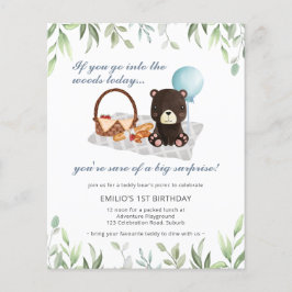 Lámina Presupuesto 1 cumpleaños Teddy Bear Picnic Azul