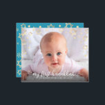 Lámina Presupuesto 1Foto Hanukkah Estrella de Oro de Davi<br><div class="desc">"Mi primer Hanukkah". Una divertida imagen de falsos copos de nieve de Relieve metalizado dorado, Estrellas de David y tipografía escrita a mano en blanco, sobre la foto de tu elección, te ayuda a iniciar Hanukkah y Año Nuevo. En la parte posterior, los copos de nieve de oro fino con...</div>