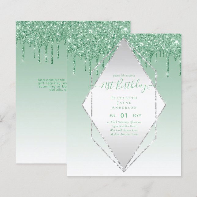 Lámina PRESUPUESTO 21º cumpleaños Invitación al glamour P (Anverso / Reverso)