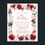 Lámina PRESUPUESTO 21º cumpleaños Invitación de peones ro<br><div class="desc">Las rosas rojas y las peonías rosadas onduladas están enclavadas en hojas verdes oscuras en esta bella y única invitación de cumpleaños. La caligrafía clásica le permite a sus invitados saber que es un cumpleaños hito y quién es la celebración de cumpleaños. Este elemento forma parte de la colección Red...</div>