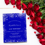 Lámina Presupuesto 21 cumpleaños invitación real azul pla<br><div class="desc">Una invitación moderna,  elegante y glamurosa para una fiesta de cumpleaños número 21 (o cualquier edad). Un fondo azul real,  decorado con un polvo falso purpurina plateado. Personalice y agregue su nombre y detalles del fiesta.</div>