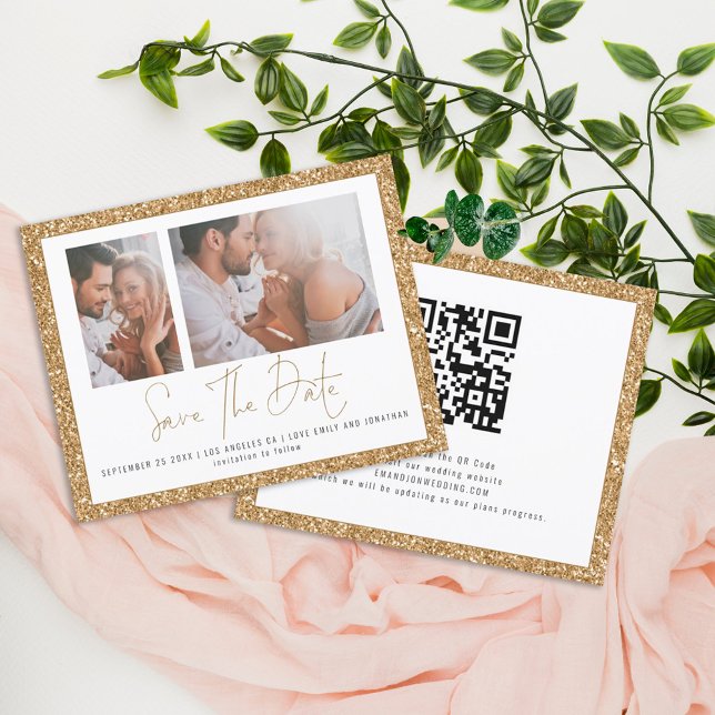 Lámina Presupuesto 2 Foto Boda Purpurina de oro Guardar l (Subido por el creador)