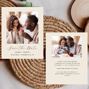 Lámina Presupuesto 2-Foto Minimal Beige Save the Date
