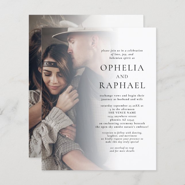 Lámina Presupuesto 2 Fotos Código QR Invitación a bodas b (Anverso / Reverso)