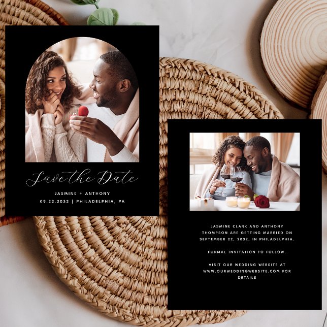 Lámina Presupuesto 2-Photo Boho Arch Black Save the Date (Subido por el creador)