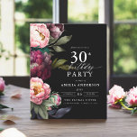 Lámina Presupuesto 30.ª Invitación a la Moody Floral<br><div class="desc">Celebra tu hito con una invitación moderna de 30 años con flores de borgoña y rubor. Este elegante diseño combina tonos profundos y dramáticos con acentos suaves y románticos, perfecto para crear un ambiente sofisticado y acogedor. La llamativa disposición floral aporta un toque de lujo, mientras que la disposición contemporánea...</div>