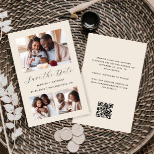 Lámina Presupuesto 3-Foto Código QR Beige Salvar la Fecha