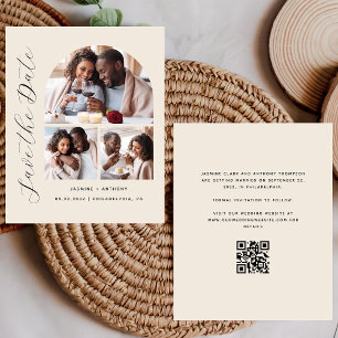 Lámina Presupuesto 3-Foto Código QR Beige Save the Date