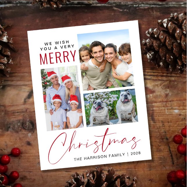 Lámina Presupuesto 3 Foto Ferry Christmas Holiday Card (This holiday season, let your family's smiles and heartwarming memories shine on our 3 photo card)