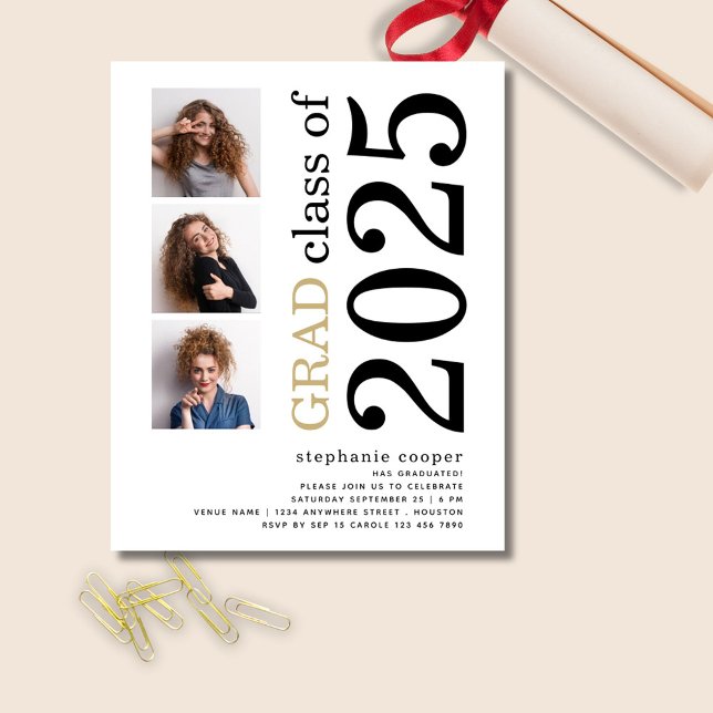 Lámina Presupuesto 3 foto Negrita Invitación a graduación (front view)