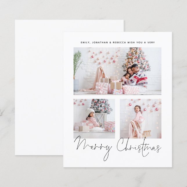 Lámina PRESUPUESTO 3 Fotos Familia Script Merry Christmas (Anverso / Reverso)