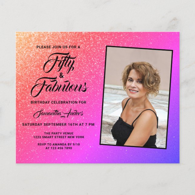 Lámina Presupuesto 50 y fabulosa invitación de Purpurina  (Anverso)