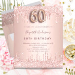 Lámina Presupuesto 60.º rosa de cumpleaños goteo rosado p<br><div class="desc">Una invitación moderna, elegante y glamurosa para una fiesta de cumpleaños número 60. Un rosa falso de fondo metálico dorado con un elegante goteo rosa de purpurina dorado, pinta goteo. El nombre está escrito con un guión moderno de estilo con letras de color rosa oscuro y dorado. Personalice y agregue...</div>