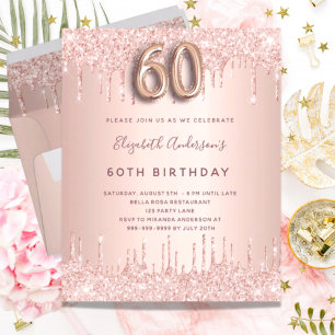 Lámina Presupuesto 60.º rosa de cumpleaños goteo rosado p