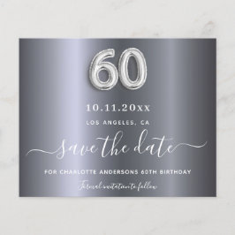 Lámina Presupuesto 60 cumpleaños plata metalizado guardar