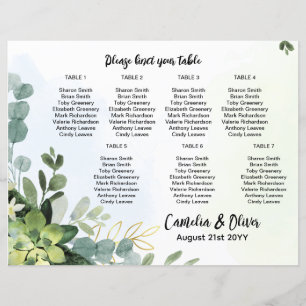 Lámina PRESUPUESTO 7 Tabla Boda Gráfico de sentados Verde