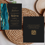 Lámina Presupuesto Agate de Oro Verde azulado Código QR 5<br><div class="desc">El borde izquierdo de esta elegante y moderna invitación a la fiesta de 50 años cuenta con un verde azulado borde de batido de color azul con un purpurina de imitación dorada. El texto del personalizable combina la escritura a mano de color dorado, las fuentes de copperplate y cursiva sobre...</div>