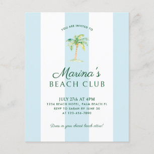 Lámina Presupuesto Aqua Blue Cabana Stripe Beach Club Cum